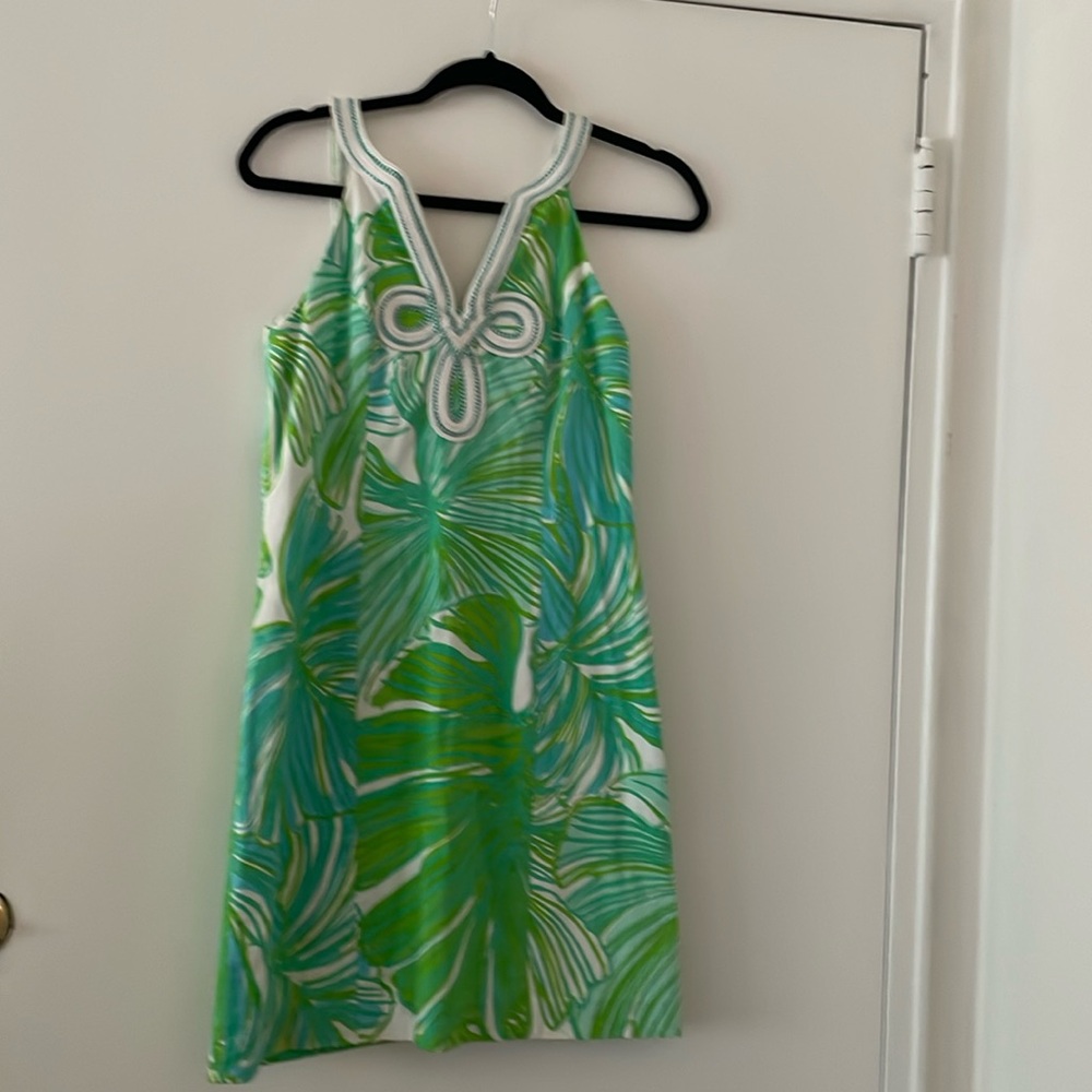 Lilly Pulitzer Green and White Tropical Dress